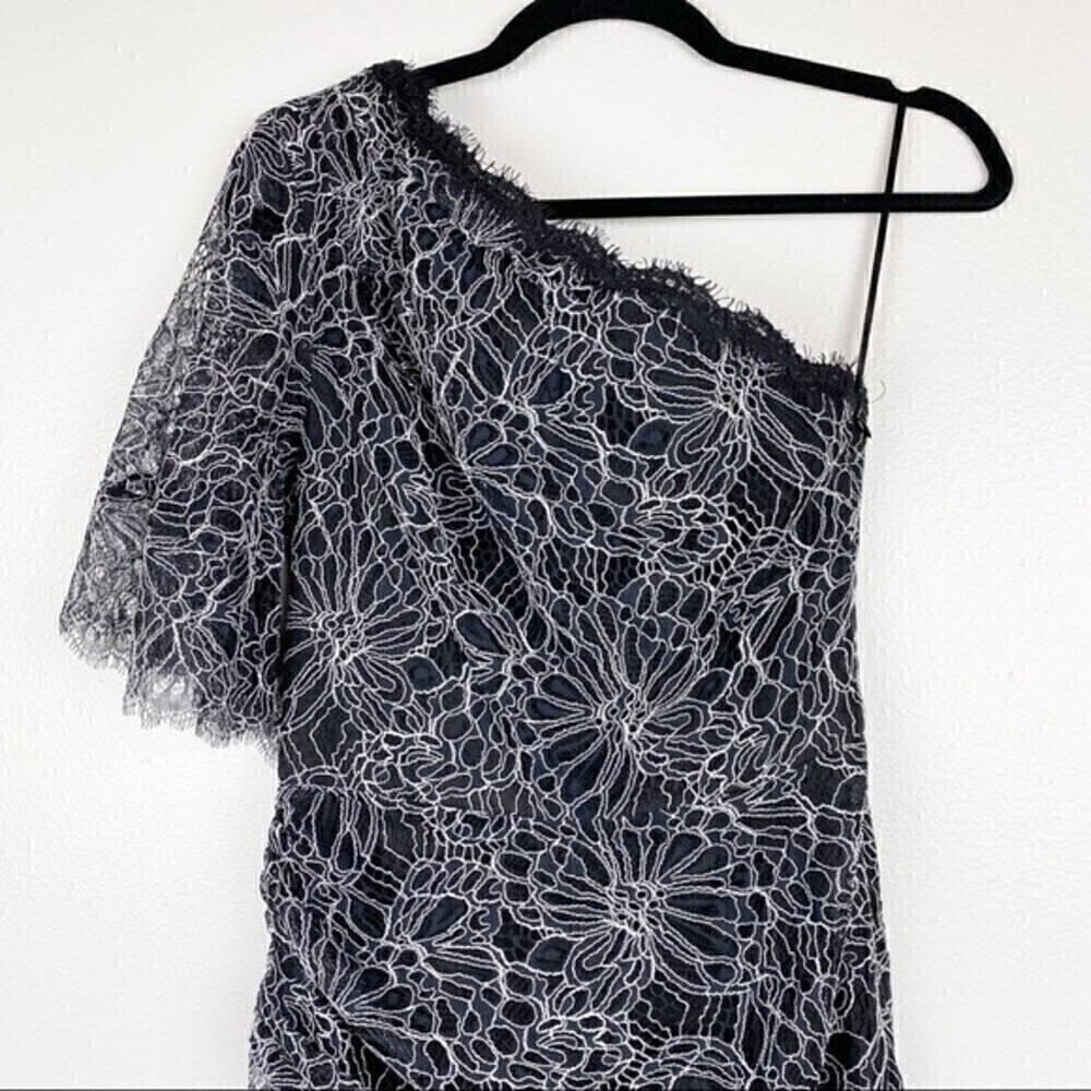 Harlyn Floral One Shoulder Lace High Low Cocktail Dress Black Size S NWT - Picture 5 of 12